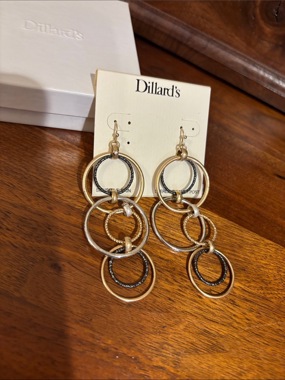 Dillard's Gold and Silver Multi-Hoop Drop Earrings